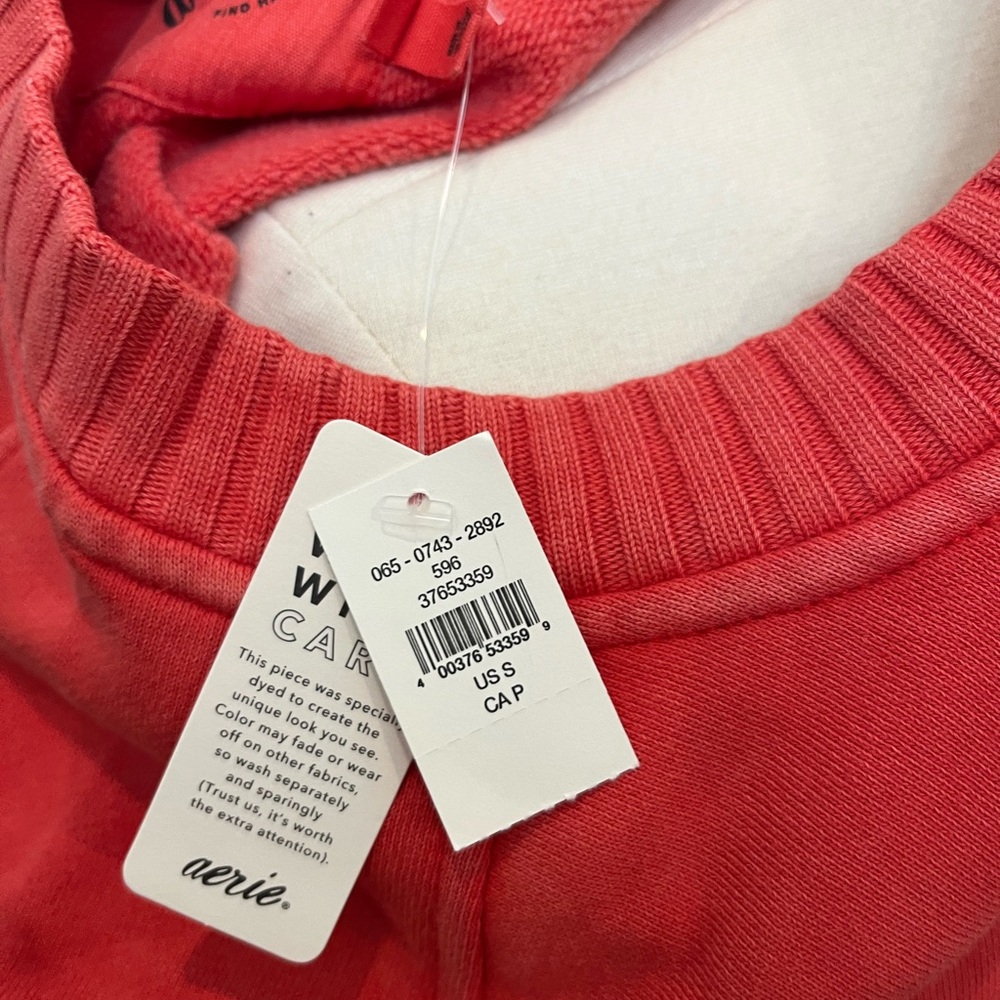 Aerie NWTS Coral Red Pink Oversized Mind In The‎ Mountains Loungewear Sweater - Picture 9 of 9